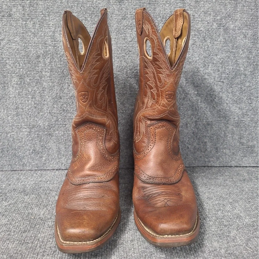 ARIAT Roughstock Brown Bullhide Leather Square Mens Cowboy Boots #10002227 8 EE